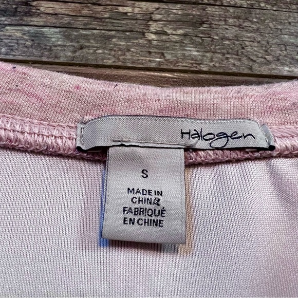 Halogen Oversized Heather Pink Sweatshirt Small Embroidered Roses Dolman Sleeves - Picture 12 of 14